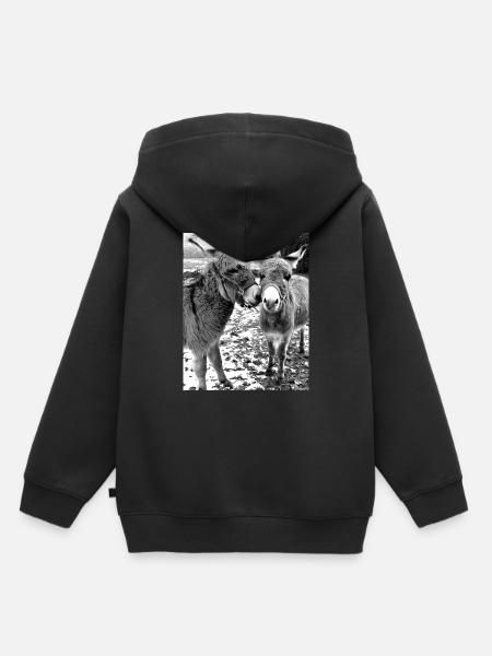 Zwei Esel - Kinder Premium Organic Hoodie - Schwarz
