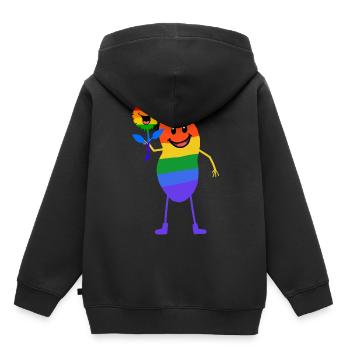 Erdnuss Gay Liebe Anders Partnerschaft LGBT Paar - Kinder Premium Organic Hoodie - Schwarz - Hinten - AI Model Kid Male (0cm)
