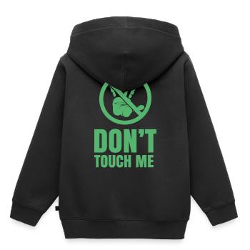 Ne me touche pas Ne touche pas Les Mains Chemin Drôle - Sweat Premium à capuche enfant bio - noir - Dos - AI Model Kid Male (0cm)