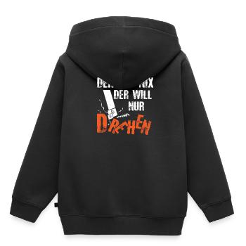 Der Tut Nix Der Will Nur Drehen Zerspaner - Kinder Premium Organic Hoodie - Schwarz - Hinten - AI Model Kid Male (0cm)