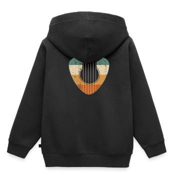 Vintage Guitar Pick Guitarist Acoustic Player - Sweat Premium à capuche enfant bio - noir - Dos - AI Model Kid Male (0cm)