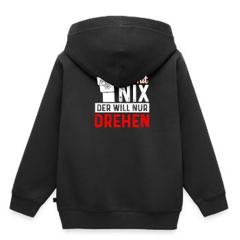 Der Tut Nix Der Will Nur Drehen CNC Dreher - Kinder Premium Organic Hoodie - Schwarz - Hinten - AI Model Kid Male (0cm)