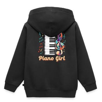 Piano Piano Piano Touches de piano Piano - Sweat Premium à capuche enfant bio - noir - Dos - AI Model Kid Male (0cm)
