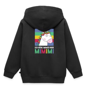 I Always Hear Only MiMiMi Unicorn - Kids Premium Organic Hoodie - black - Back - AI Model Kid Male (0cm)