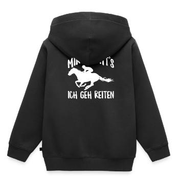 Pferdesport Reiterspruch Geschenk Reiter - Kinder Premium Organic Hoodie - Schwarz - Hinten - AI Model Kid Male (0cm)