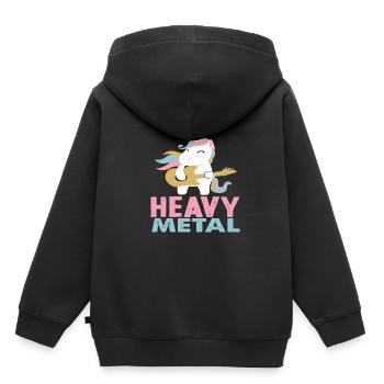 Einhorn Heavy Metal Musik - Kinder Premium Organic Hoodie - Schwarz - Hinten - AI Model Kid Male (0cm)