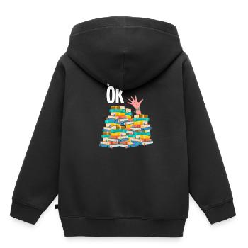 Bücher - Kinder Premium Organic Hoodie - Schwarz - Hinten - AI Model Kid Male (0cm)
