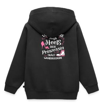 Vergiss High Heels Prinzessin Trägt Wanderschuhe - Kinder Premium Organic Hoodie - Schwarz - Hinten - AI Model Kid Male (0cm)