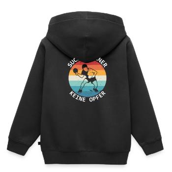 Tischtennis Suche Gegner Keine Opfer - Kinder Premium Organic Hoodie - Schwarz - Hinten - AI Model Kid Male (0cm)