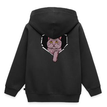 Zerrissenes Loch Riss Katze - Kinder Premium Organic Hoodie - Schwarz - Hinten - AI Model Kid Male (0cm)