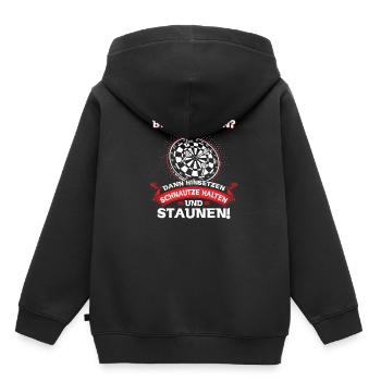 Est-ce mon tour de m’asseoir museau Hold étonnement - Sweat Premium à capuche enfant bio - noir - Dos - AI Model Kid Male (0cm)