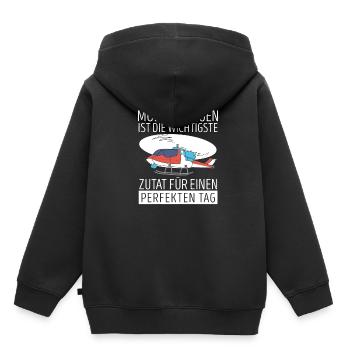 Modellfliegen Ist Die Wichtigste Zutat - Kinder Premium Organic Hoodie - Schwarz - Hinten - AI Model Kid Male (0cm)