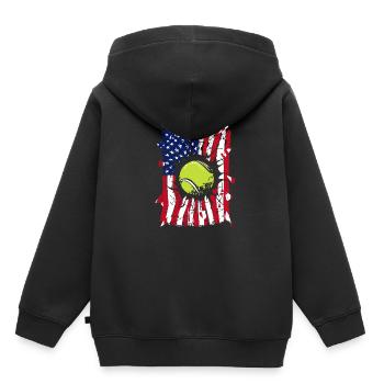 Tennis Zerrissene USA Flagge - Kinder Premium Organic Hoodie - Schwarz - Hinten - AI Model Kid Male (0cm)