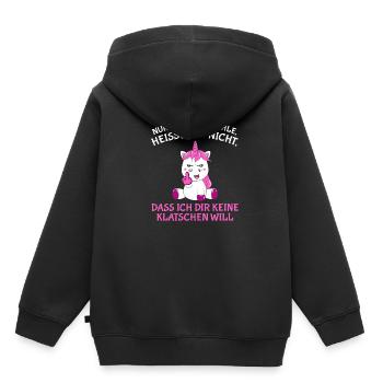 Nur weil ich lächle heißt nich dir keine klatschen - Kinder Premium Organic Hoodie - Schwarz - Hinten - AI Model Kid Male (0cm)
