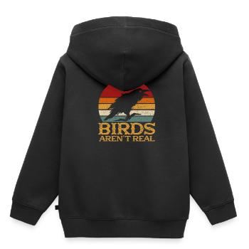 Les oiseaux vintage ne sont pas de vrais espions espions - Sweat Premium à capuche enfant bio - noir - Dos - AI Model Kid Male (0cm)