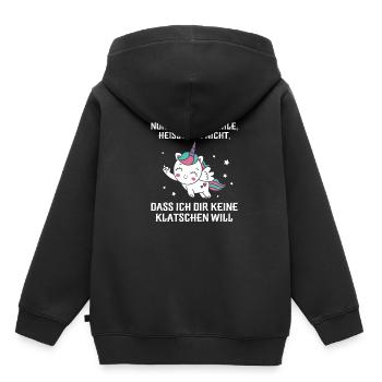 Nur weil ich lächle klatschen Ohrfeige - Kinder Premium Organic Hoodie - Schwarz - Hinten - AI Model Kid Male (0cm)