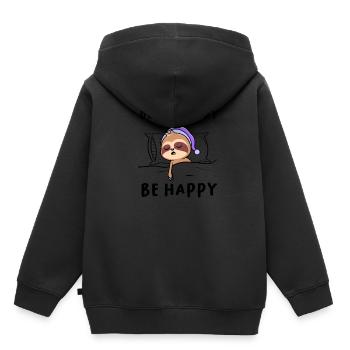 Ne vous dépêchez pas d’être heureux paresseux - Sweat Premium à capuche enfant bio - noir - Dos - AI Model Kid Male (0cm)