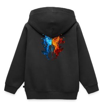 Geige Rot Blau Feuer Musikinstrument - Kinder Premium Organic Hoodie - Schwarz - Hinten - AI Model Kid Male (0cm)
