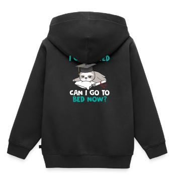 J’ai obtenu mon diplôme Puis-je aller me coucher maintenant? - Sweat Premium à capuche enfant bio - noir - Dos - AI Model Kid Male (0cm)