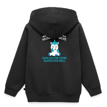 Nur weil ich lächle heißt nicht keine klatschen - Kinder Premium Organic Hoodie - Schwarz - Hinten - AI Model Kid Male (0cm)