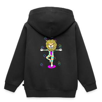 Kinder Yoga Löwe Meditation bunt farbenfroh Yogi - Kinder Premium Organic Hoodie - Schwarz - Hinten - AI Model Kid Male (0cm)