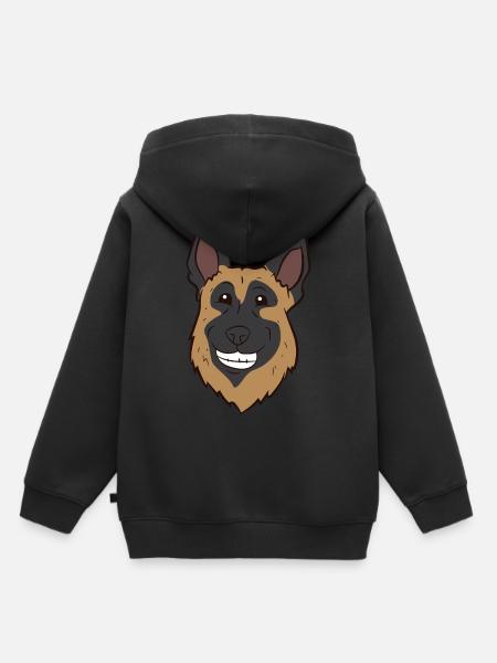 Deutscher Schäferhund - Kopf - Kinder Premium Organic Hoodie - Schwarz