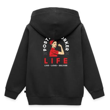 Commis de poste Mme Profession - Sweat Premium à capuche enfant bio - noir - Dos - AI Model Kid Male (0cm)