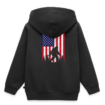 Amerika USA Flagge Bigfoot Mythos - Kinder Premium Organic Hoodie - Schwarz - Hinten - AI Model Kid Male (0cm)