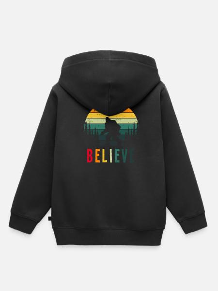 Retro Glaube Bigfoot - Kinder Premium Organic Hoodie - Schwarz