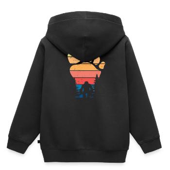 Bigfoot Footprint Cadeau Bigfoot Hunter - Sweat Premium à capuche enfant bio - noir - Dos - AI Model Kid Male (0cm)