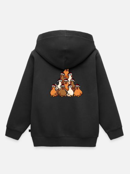 Kippen Kerstboom - Kinder Premium hoodie biologisch - zwart
