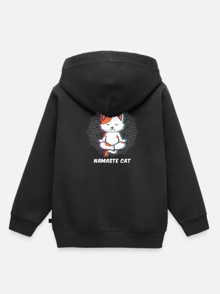 Namaste Katzen Yoga - Kinder Premium Organic Hoodie - Schwarz