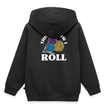 Stricken Wolle Garn - Kinder Premium Organic Hoodie - Schwarz - Hinten - AI Model Kid Male (0cm)