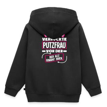 Verrückte Putzfrau Lustiges Putzfrauen Geschenk - Kinder Premium Organic Hoodie - Schwarz - Hinten - AI Model Kid Male (0cm)
