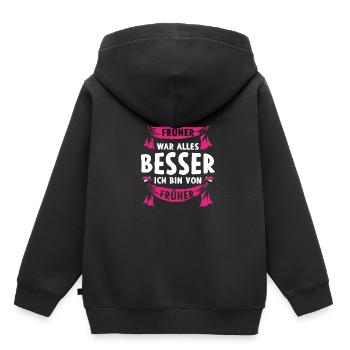Früher war alles besser Ich bin von früher - Kinder Premium Organic Hoodie - Schwarz - Hinten - AI Model Kid Male (0cm)