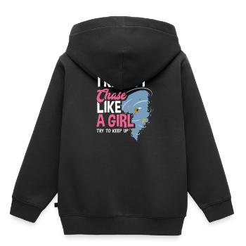 Girl Storm Chaser Tornado Hunter - Kids Premium Organic Hoodie - black - Back - AI Model Kid Male (0cm)