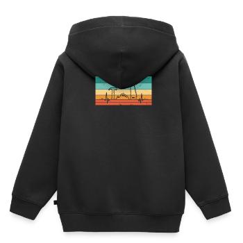 Vintage Heartbeat Saw Hammer Planter Wood - Sweat Premium à capuche enfant bio - noir - Dos - AI Model Kid Male (0cm)