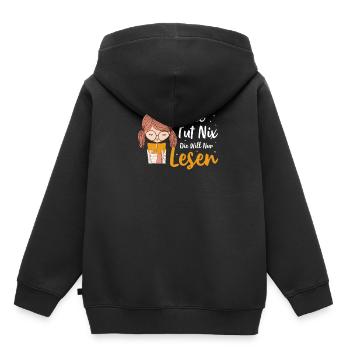 Die Tut Nix Die Will Nur Lesen - Kinder Premium Organic Hoodie - Schwarz - Hinten - AI Model Kid Male (0cm)