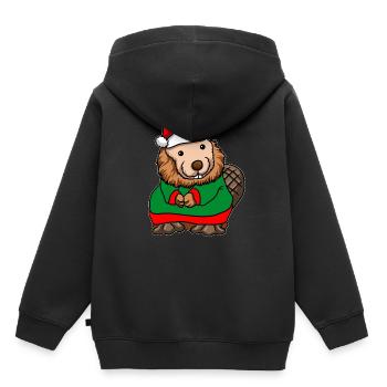 Biber Weihnachtsmann - Kinder Premium Organic Hoodie - Schwarz - Hinten - AI Model Kid Male (0cm)
