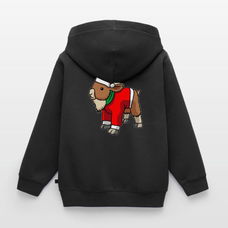 Chèvre avec pull de Noël Sweat Premium à capuche enfant bio