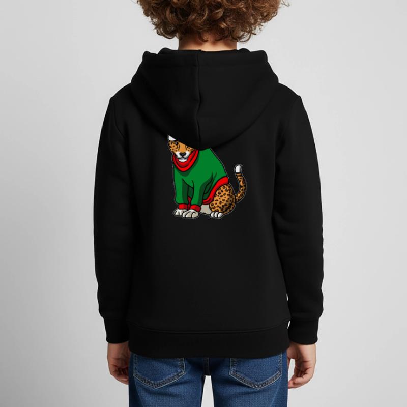 Léopard avec pull de Noël Sweat Premium à capuche enfant bio