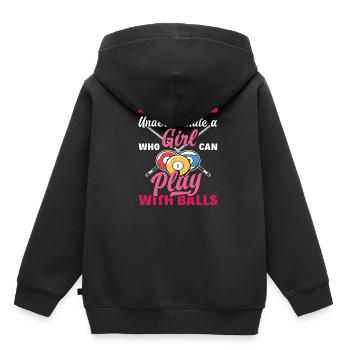 Billard Filles Femmes - Sweat Premium à capuche enfant bio - noir - Dos - AI Model Kid Male (0cm)