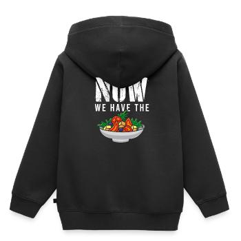 Maintenant, nous avons la salade Salade de légumes frais - Sweat Premium à capuche enfant bio - noir - Dos - AI Model Kid Male (0cm)