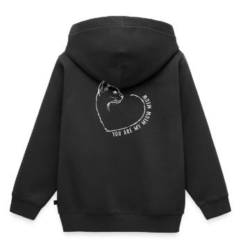 Tu es mon chat miaou miaou - Sweat Premium à capuche enfant bio - noir - Dos - AI Model Kid Male (0cm)