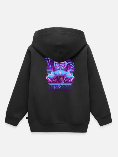 Vaporwave Faultier DJ Pult Faultier - Premium børne hættetrøje økologisk - sort