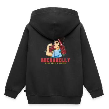 Rockabilly Rocknroll Musique Rock Hardrock - Sweat Premium à capuche enfant bio - noir - Dos - AI Model Kid Male (0cm)