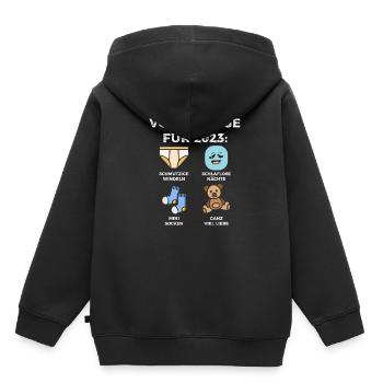 Werdende Eltern Vorhersage für 2023 Werdender Papa - Kinder Premium Organic Hoodie - Schwarz - Hinten - AI Model Kid Male (0cm)