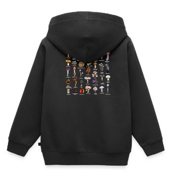 Pilze mit Bezeichnung Pilzsammlung - Kinder Premium Organic Hoodie - Schwarz - Hinten - AI Model Kid Male (0cm)