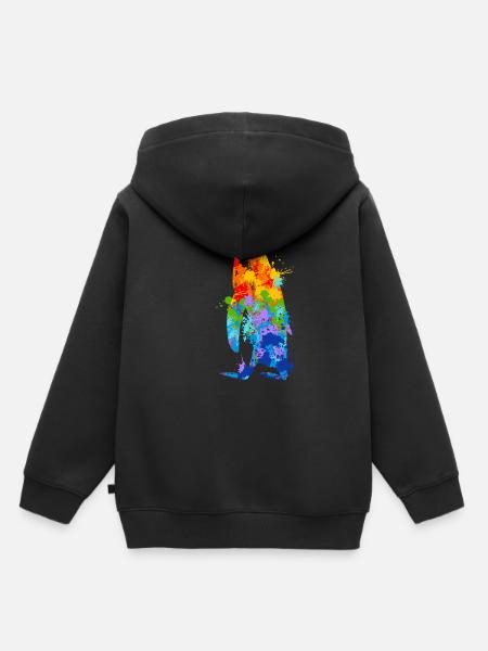 Pinguin Splash Art Arktis Eis - Kinder Premium Organic Hoodie - Schwarz