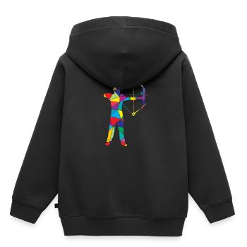Low Poly Bowhunter Poly Bowhunting - Sweat Premium à capuche enfant bio - noir - Dos - AI Model Kid Male (0cm)